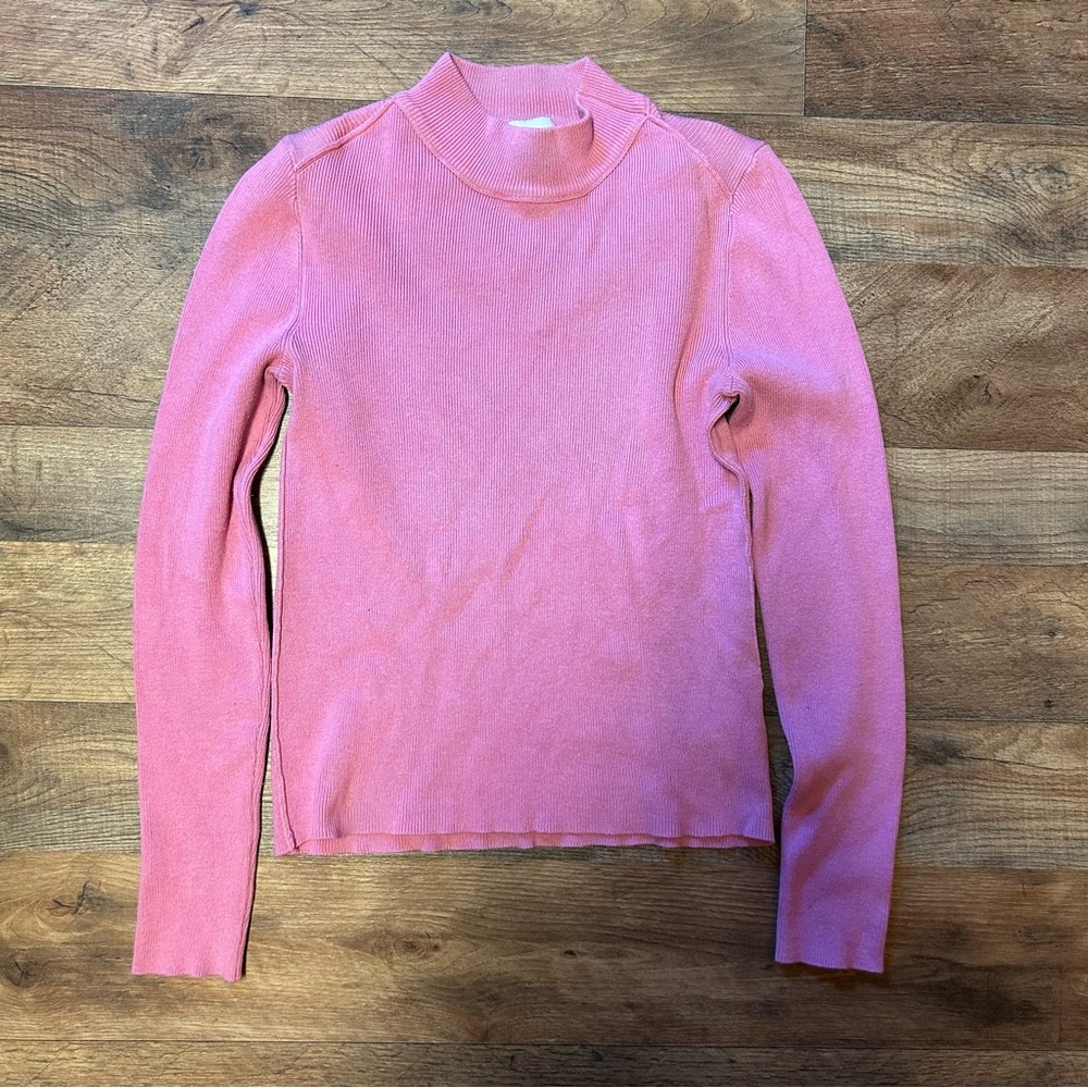 BDG pink long sleeve ribbed mock neck